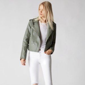Blank NYC Vegan Leather Moto Jacket in Matcha